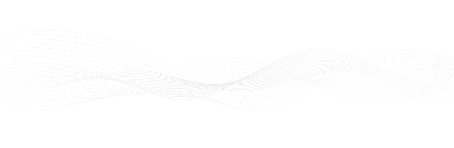 A series of light gray, wavy, parallel lines creating an abstract, flowing pattern on a white background. The lines curve and overlap, resembling gentle sound waves or ripples.